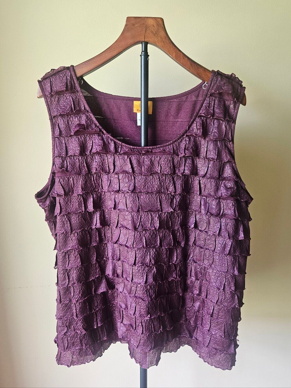 Ruby Rd. Plum Ruffle Tiered Textured Tank Top Size XL